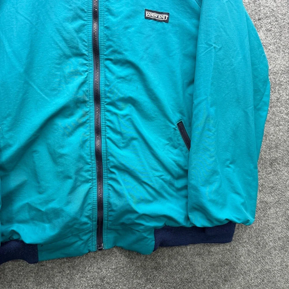 Lands' End The Squall Jacket Mens XXL Tall Teal Fleece Lined Outdoor Vintage